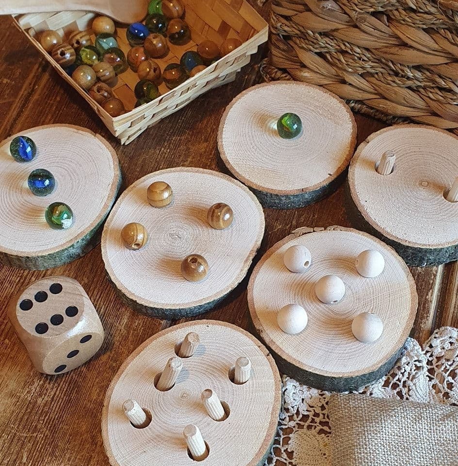 Dice Log Slice Threading Set – Subitising & Fine Motor Activity