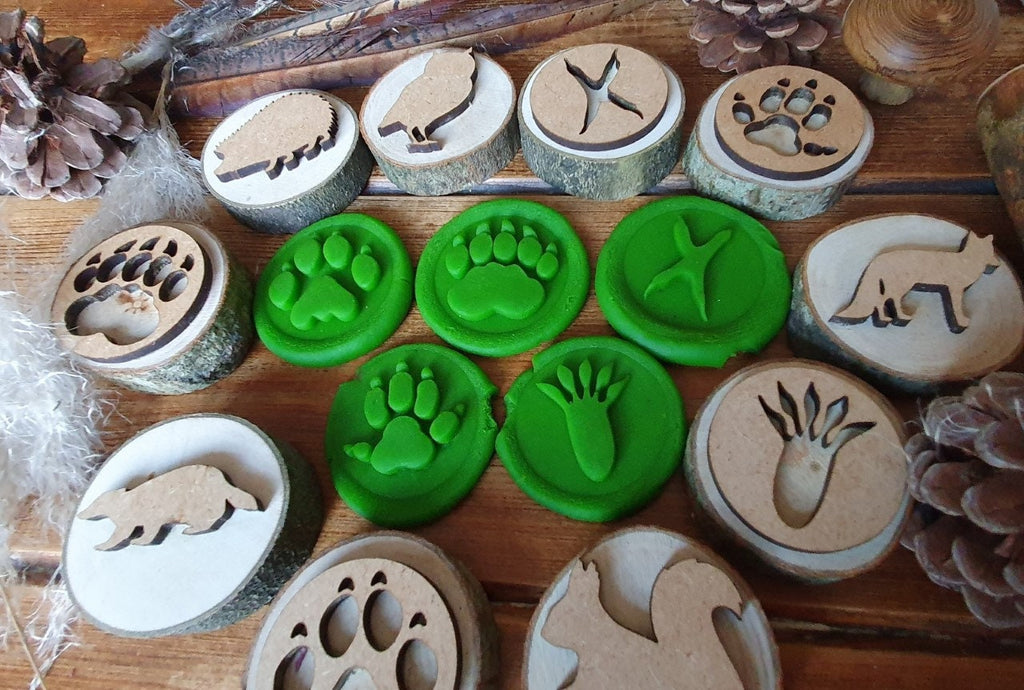 Woodland Animals & Footprints Playdough Stamps - Set of 10