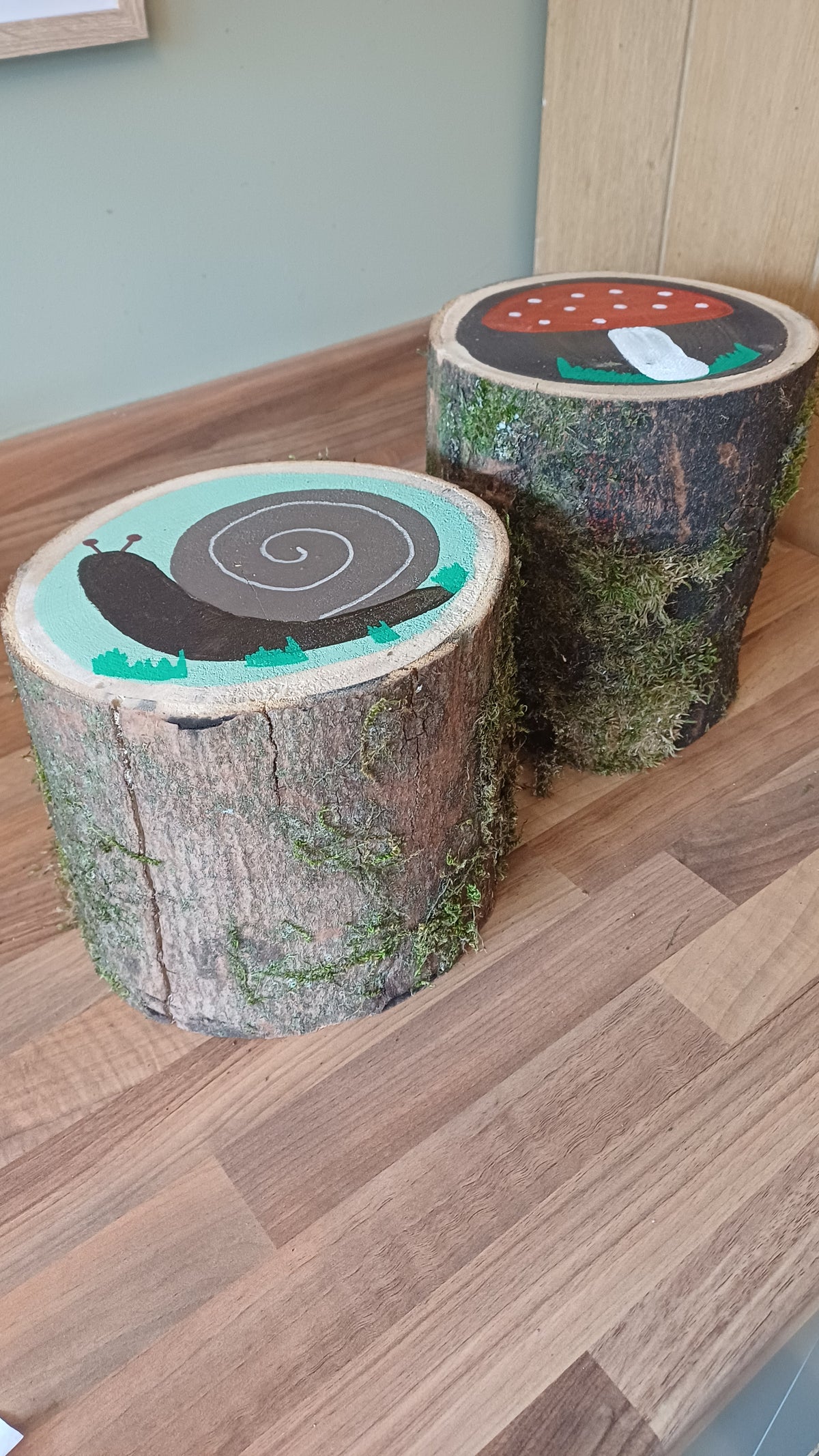 Toadstool & Snail Log Stools