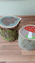 Leaf & Toadstool Log Stools — Set of 2