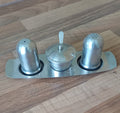 Metal Condiment Set — Salt, Pepper & Pot with Tray