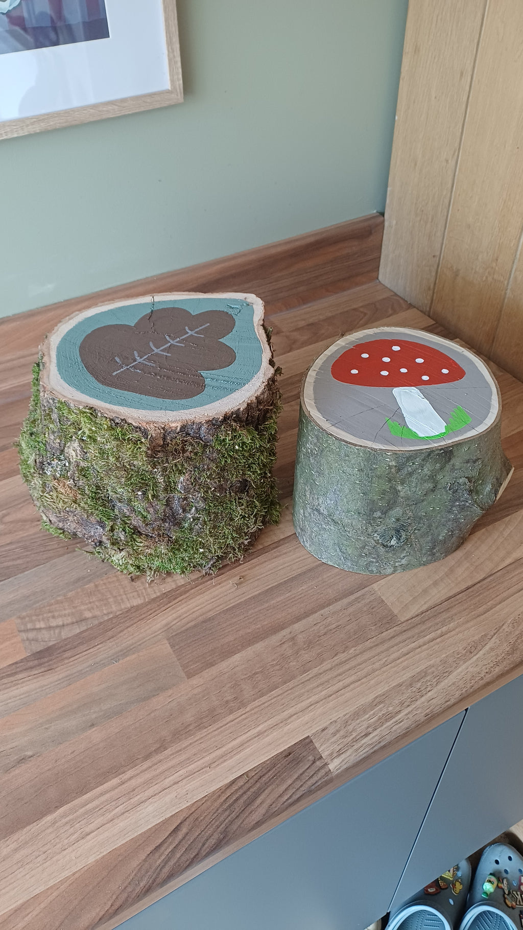 Leaf & Toadstool Log Stools — Set of 2